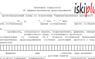 An example of filling out a protocol on an administrative offense